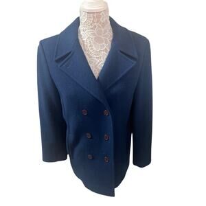Pendleton Blue Wool Double-Breasted Coat Women’s Small Classic Vintage Outerwear